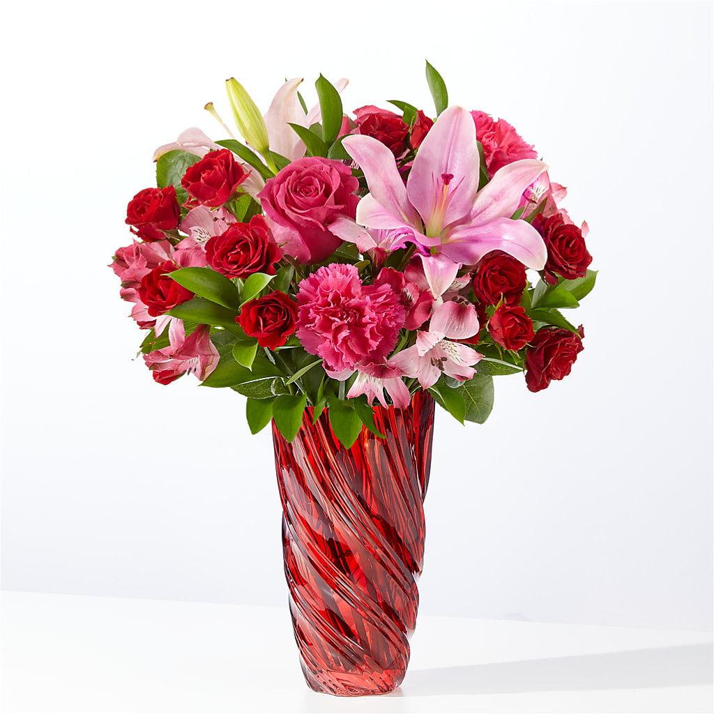 In Love Bouquet with Luxe Swirl Vase – Dutch Floral, Edina MO
