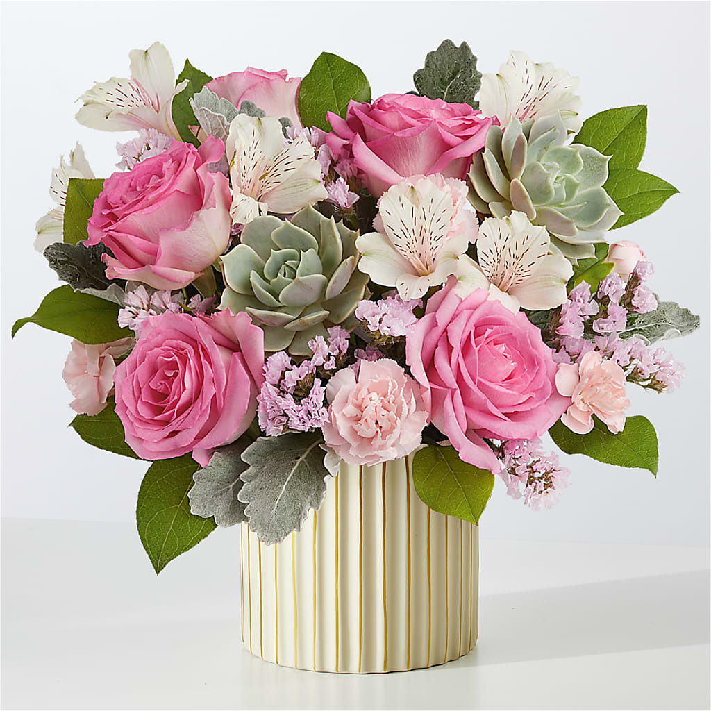 Dusty Rose Bouquet with Ivory Vase – Dutch Floral, Edina MO