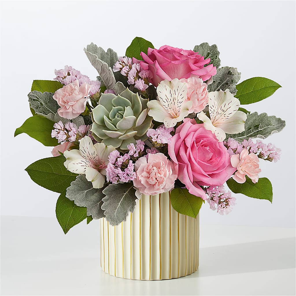 Dusty Rose Bouquet with Ivory Vase – Dutch Floral, Edina MO