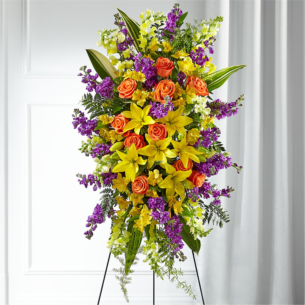 Thoughtful Prayers Standing Spray – Dutch Floral, Edina MO