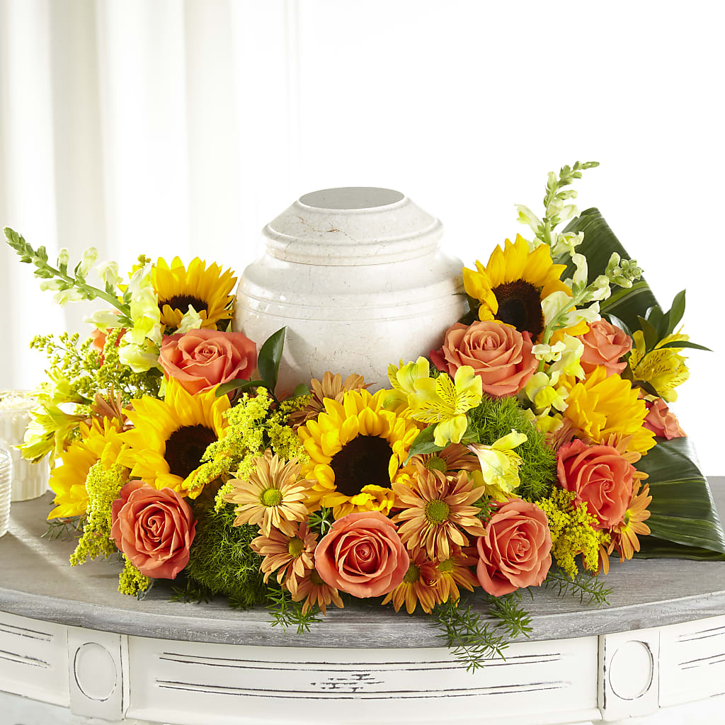 Faithful Sunflower Cremation Adornment – Dutch Floral, Edina MO