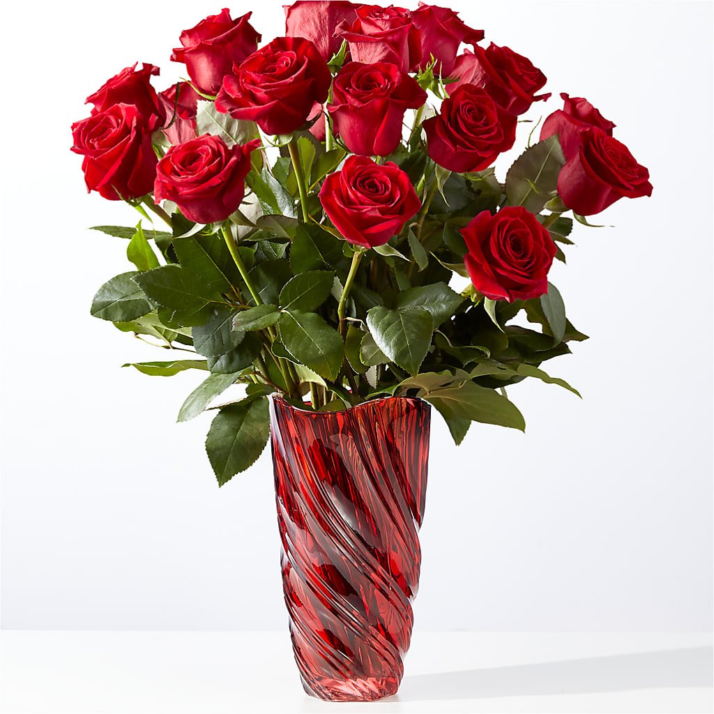 Classic Love Red Rose Bouquet with Luxe Swirl Vase – Dutch Floral, Edina MO