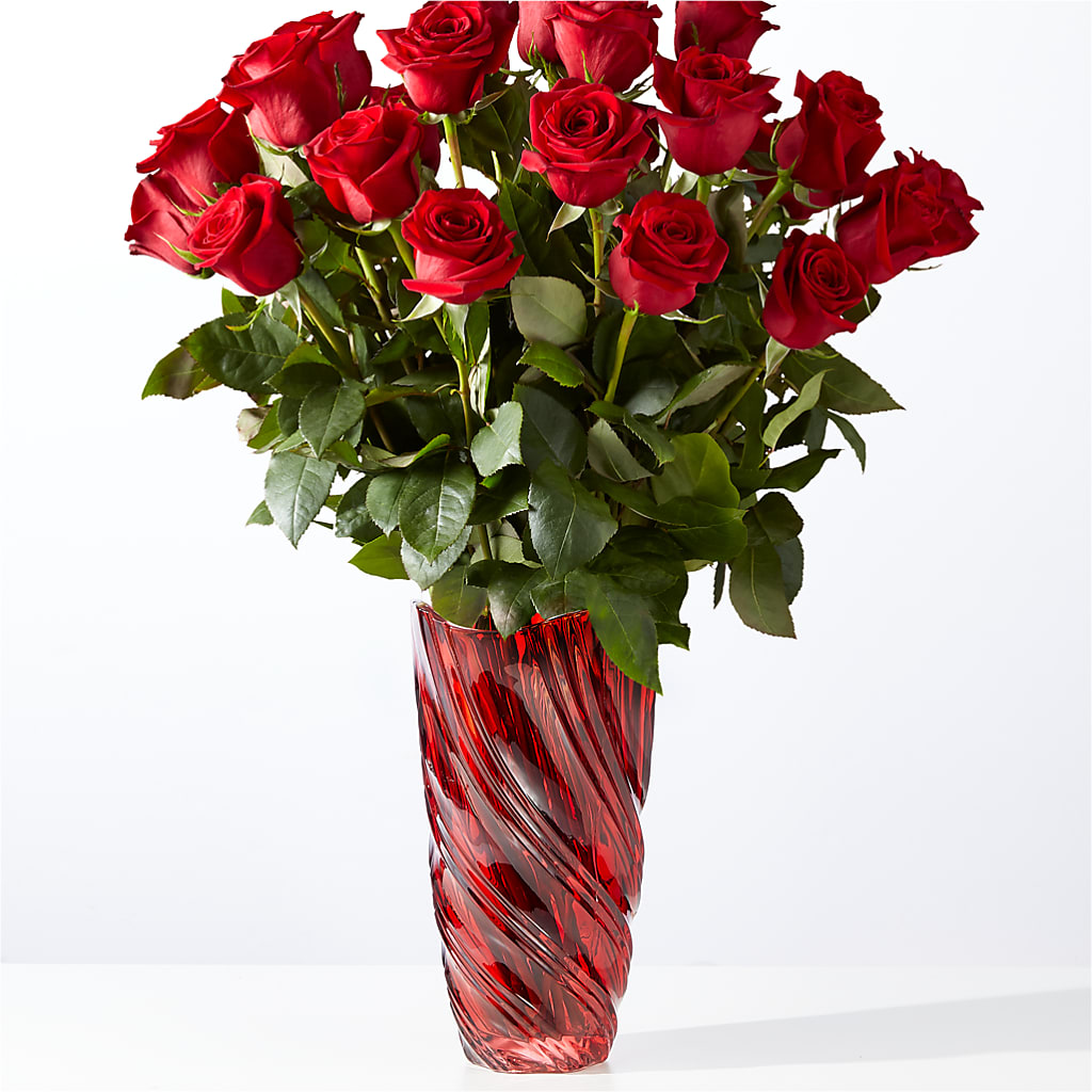 Classic Love Red Rose Bouquet with Luxe Swirl Vase – Dutch Floral, Edina MO