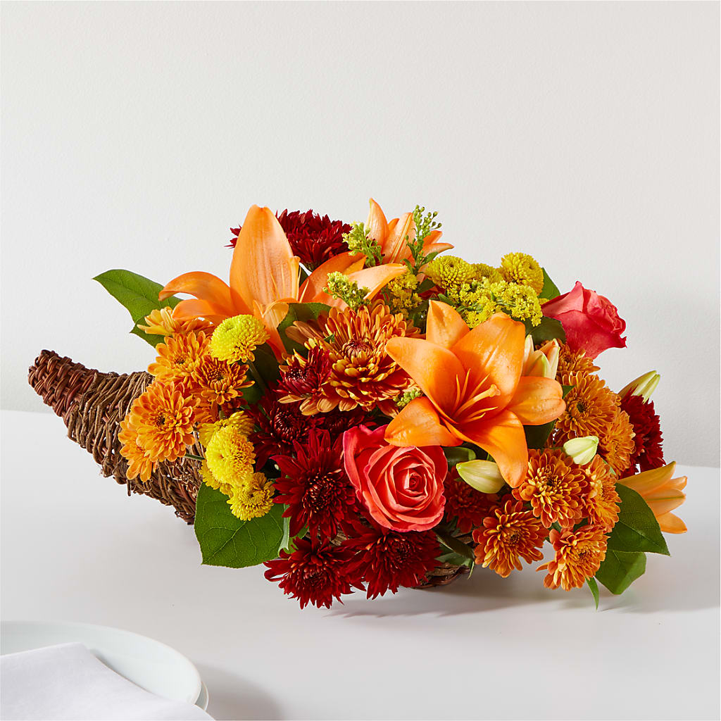Bouquet of Blessings Cornucopia – Dutch Floral, Edina MO
