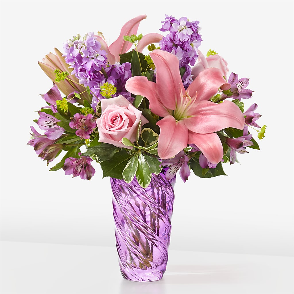 Precious Petals Bouquet with Luxe Swirl Vase – Dutch Floral, Edina MO