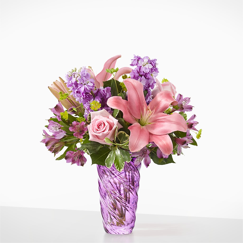 Precious Petals Bouquet with Luxe Swirl Vase – Dutch Floral, Edina MO