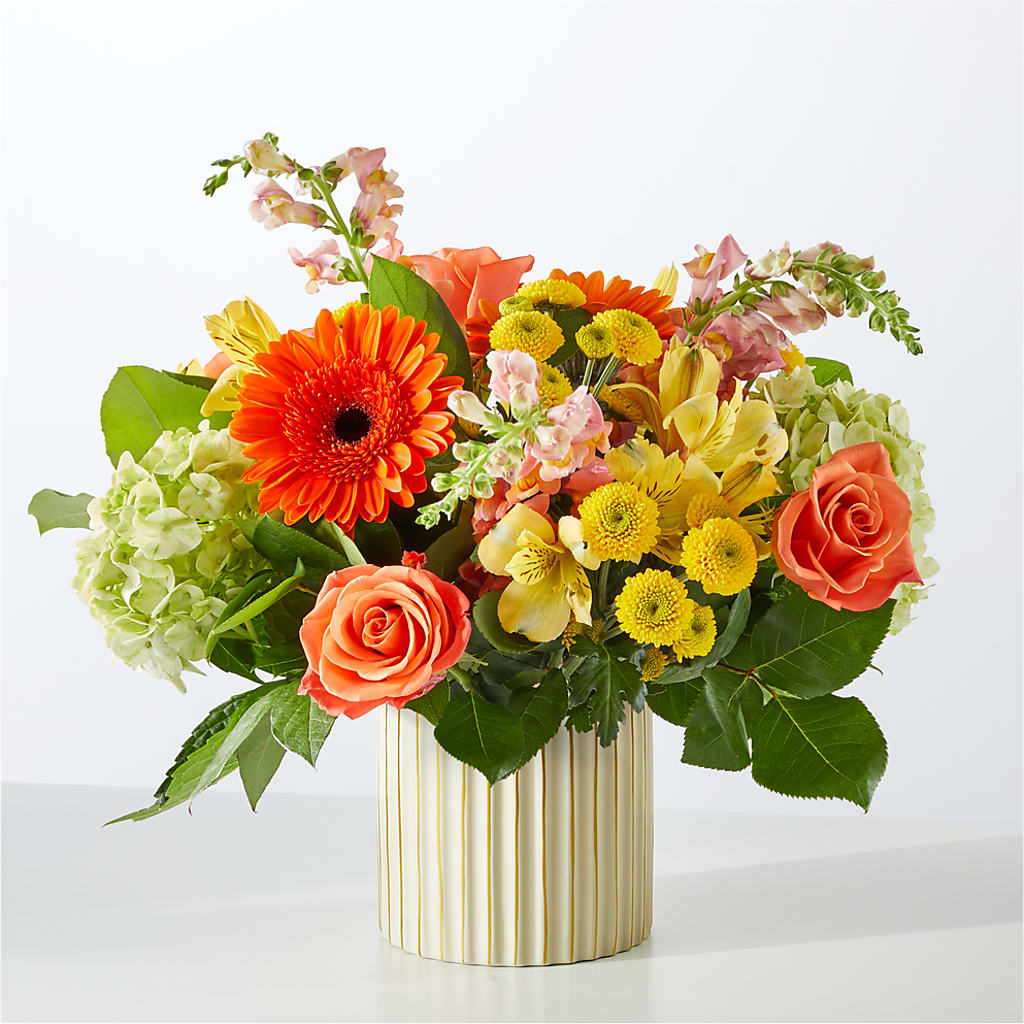Autumn Sunshine Bouquet with Ivory Vase –  Dutch Floral, Edina MO