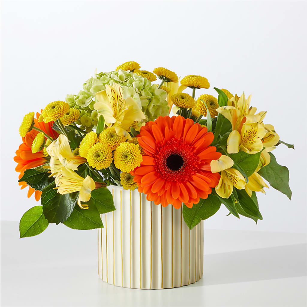 Autumn Sunshine Bouquet with Ivory Vase –  Dutch Floral, Edina MO