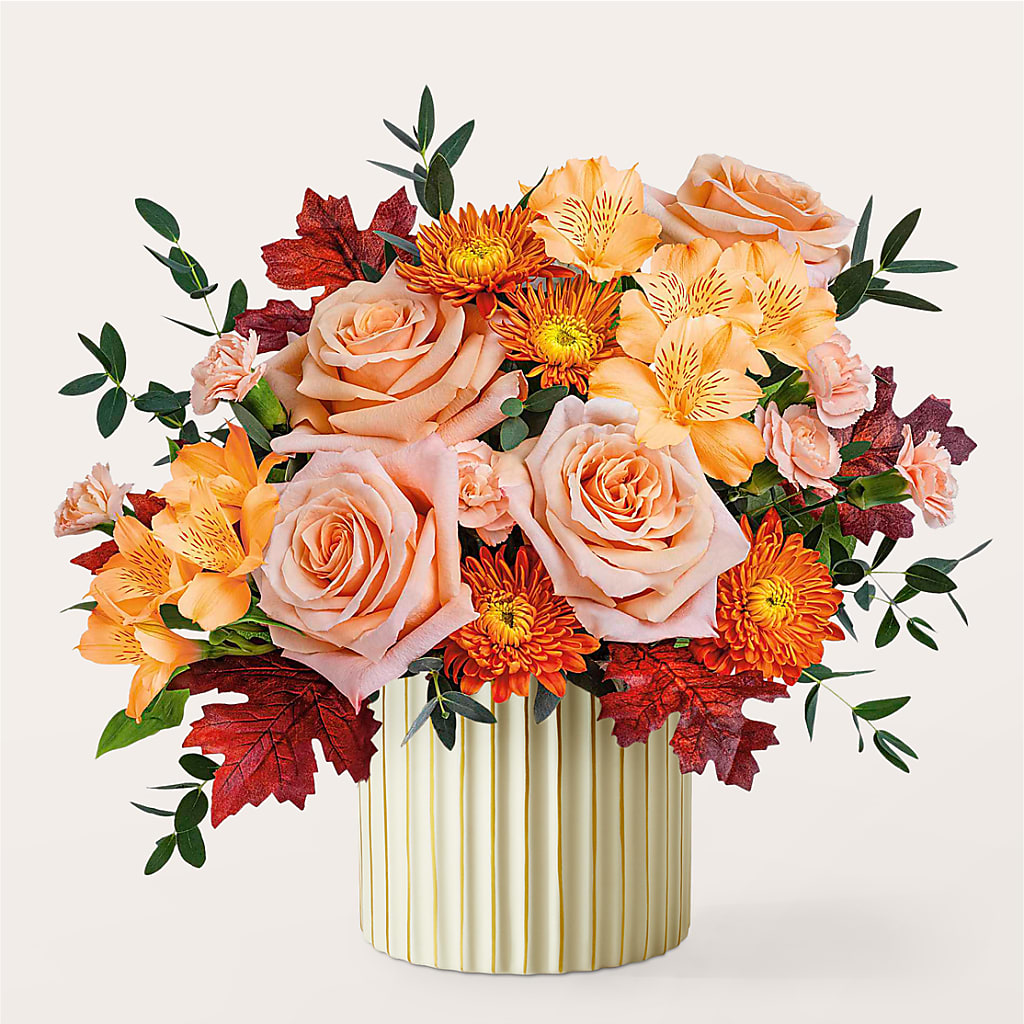 Spiced Latte Bouquet with Ivory Vase –  Dutch Floral, Edina MO