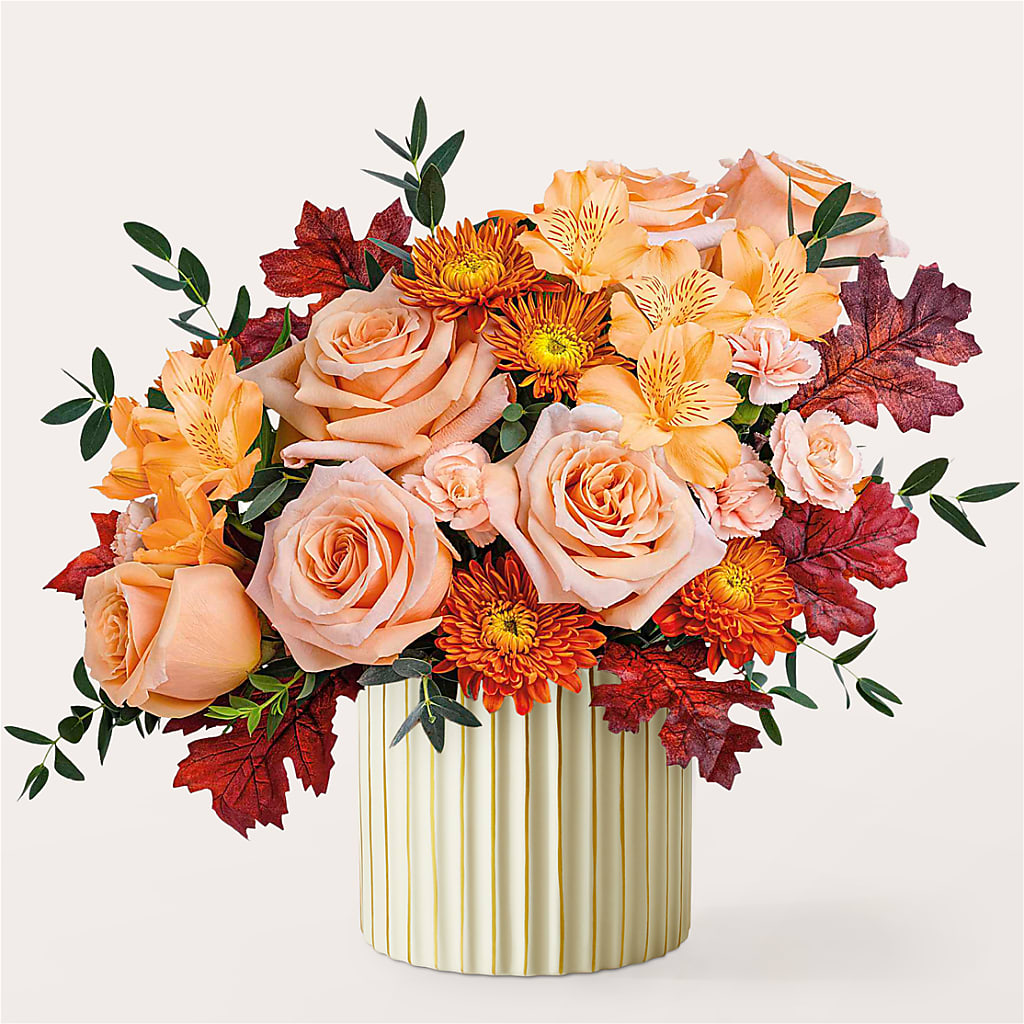 Spiced Latte Bouquet with Ivory Vase –  Dutch Floral, Edina MO